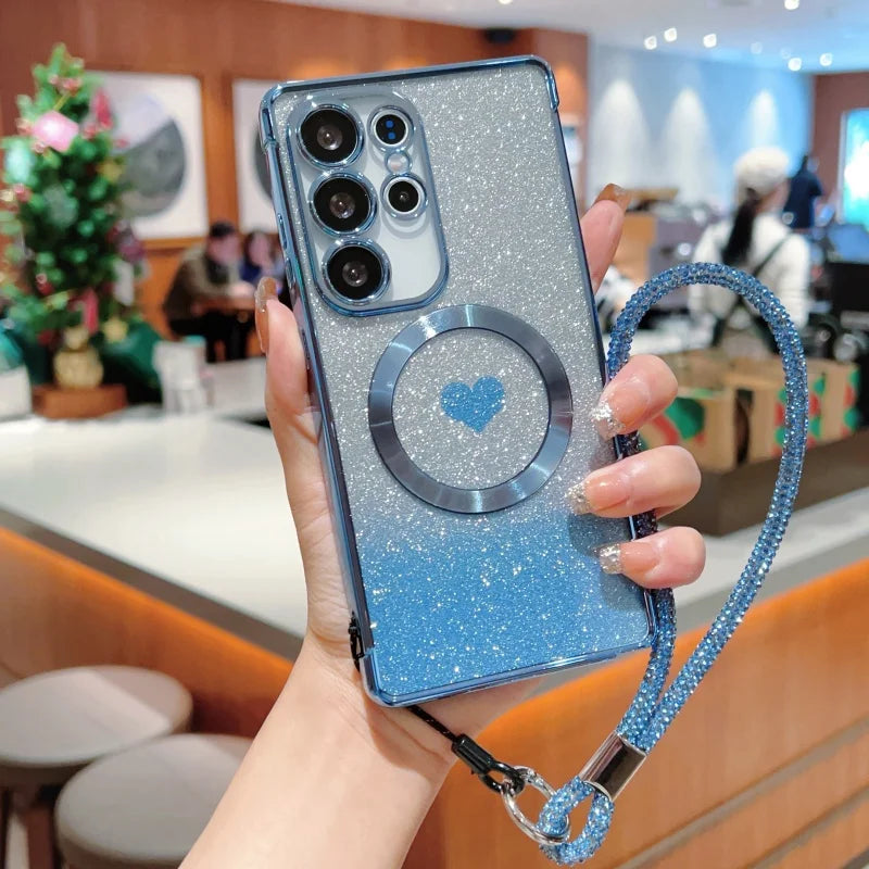 Glitzer Gradient Handgelenk Hülle für Samsung S25