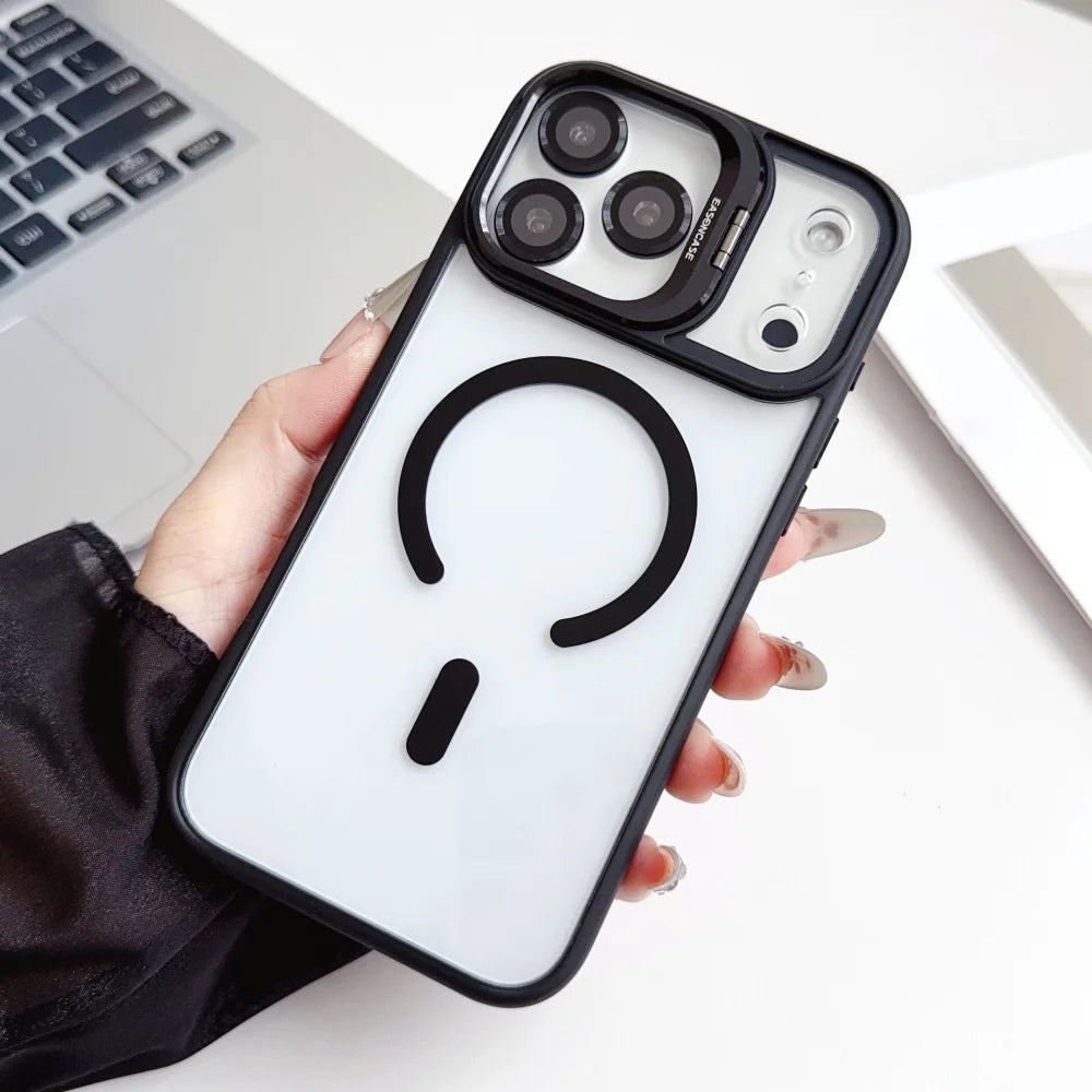 MagSafe Hülle für iPhone 17 Pro Max – Unsichtbarer Ständer, Kameraobjektivschutz, Transparent