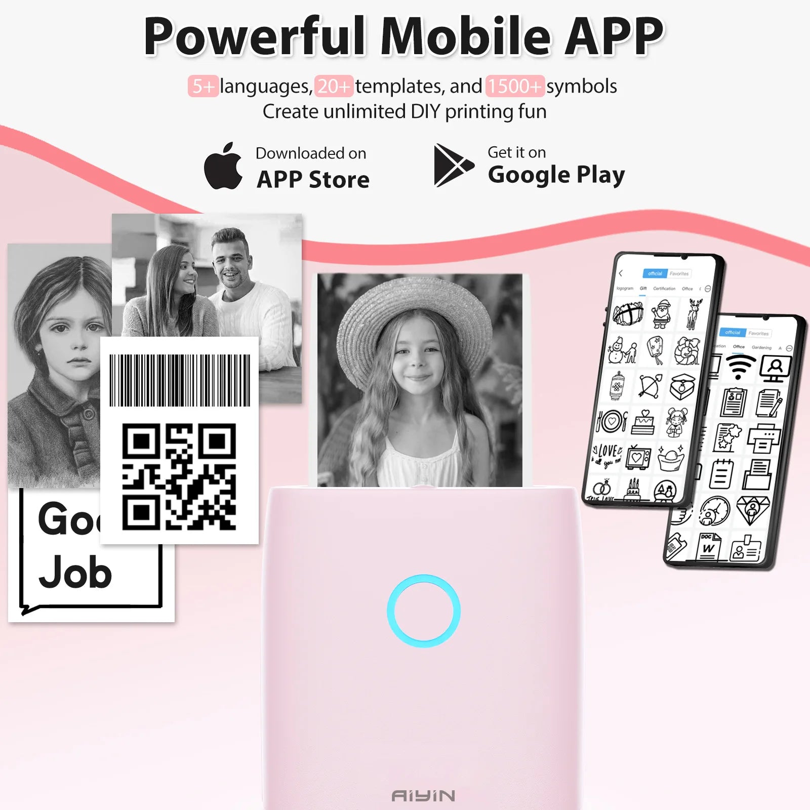 Aiyin Mini Thermal Printer Bluetooth Mobile Photo Printer