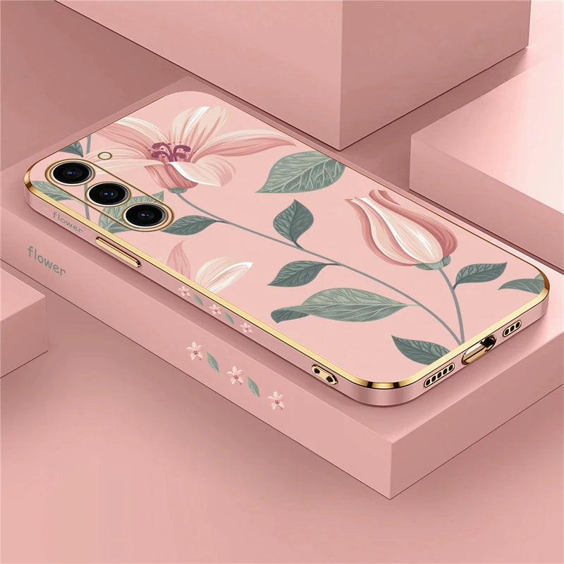 Silikon Hülle für Samsung Galaxy S24 Blumen Muster