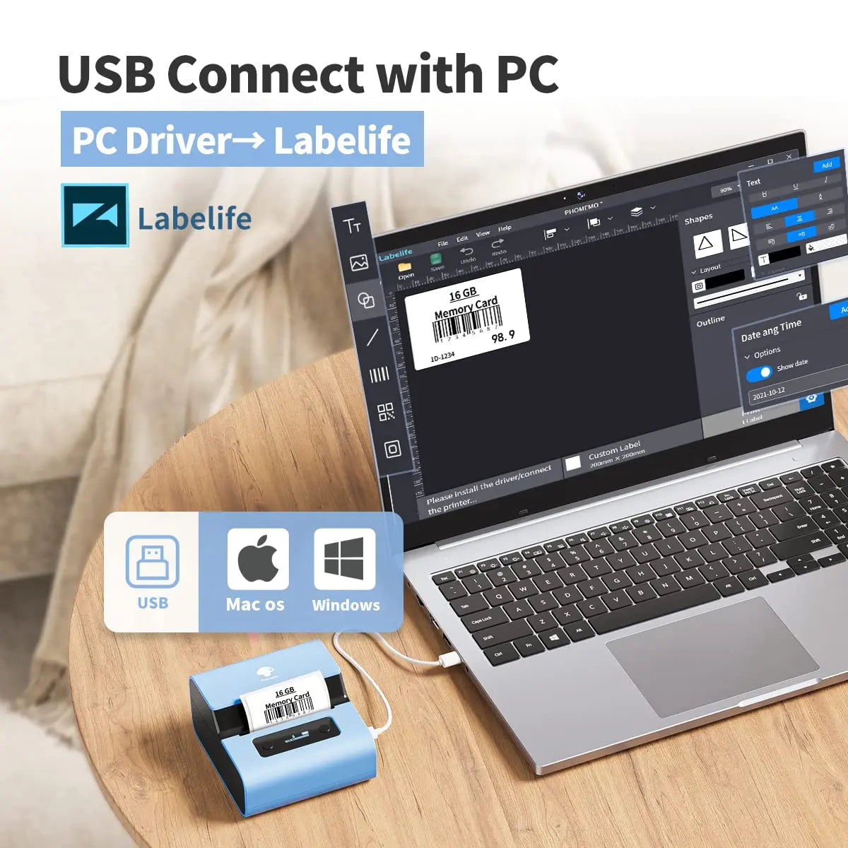 3-Zoll Bluetooth Etikettendrucker M221 für Versand