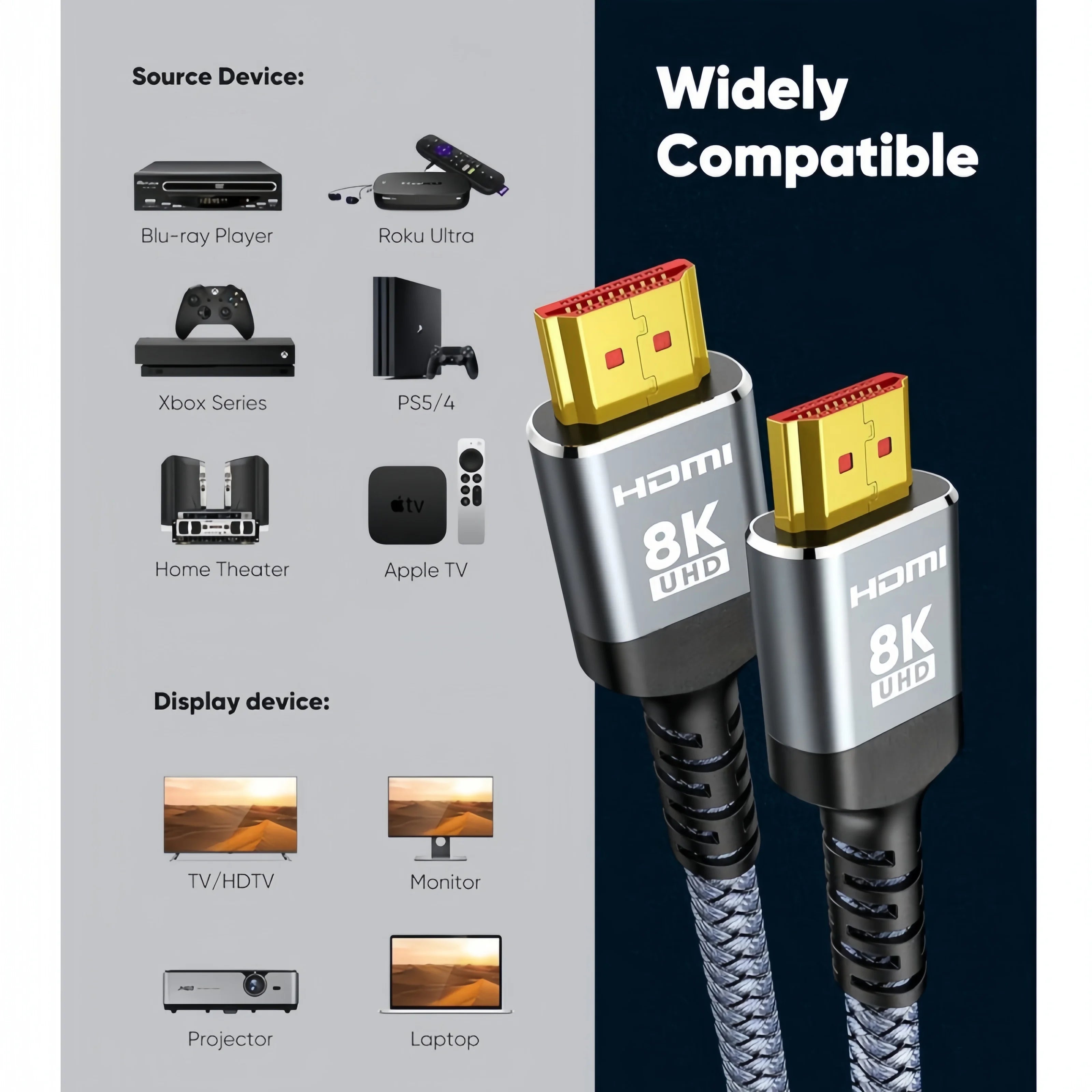 Langes HDMI 2.1 Kabel 8K60Hz 4K120Hz Ultra Speed