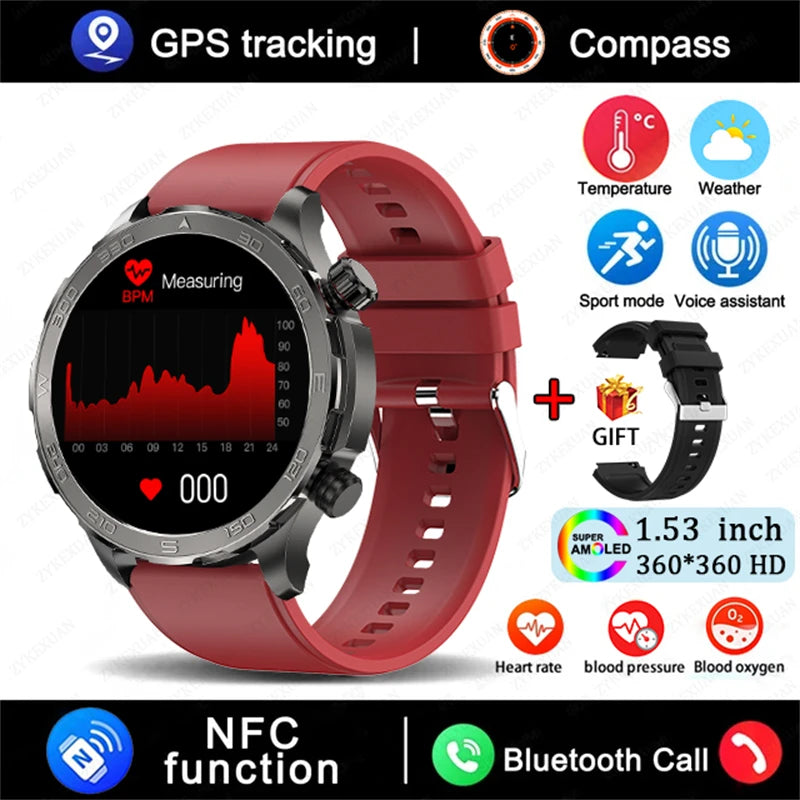 Sports Smartwatch 2025 with GPS, NFC & AMOLED display
