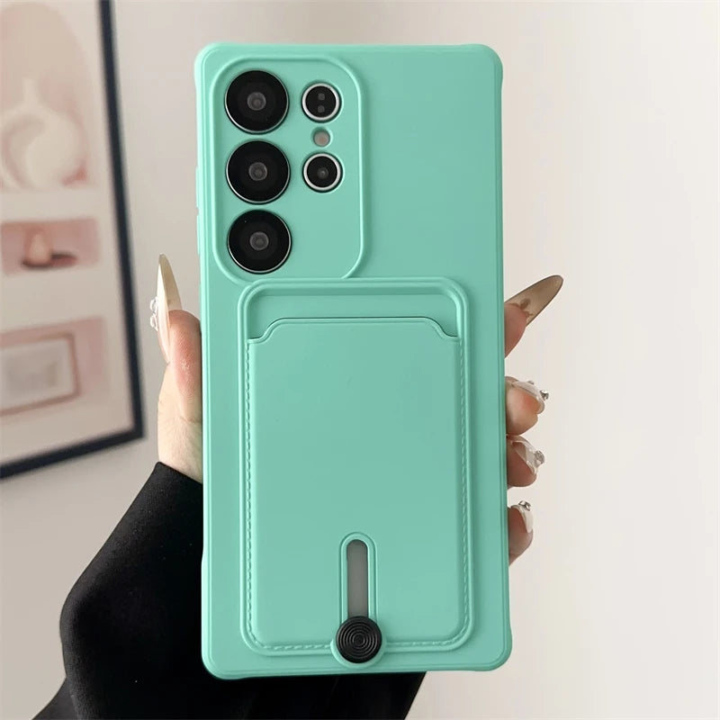 Weiche Silikon Kartenhalter Hülle Samsung S25 S24 Plus