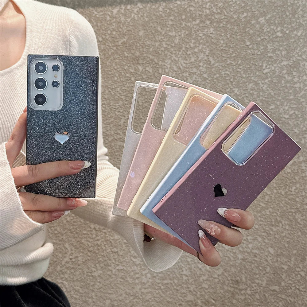 Glitter Heart Case for Samsung Galaxy S25 S24 S23