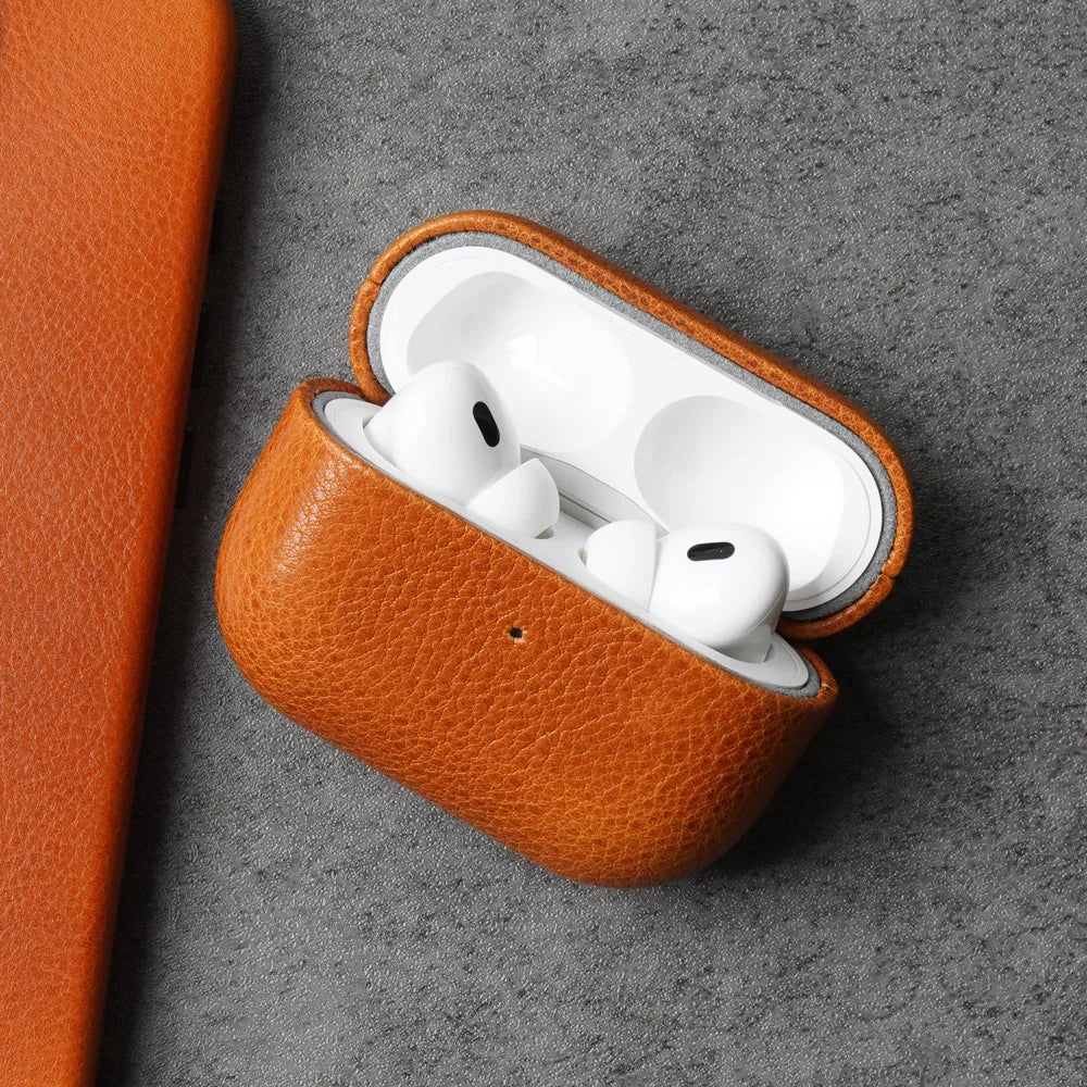 Echtleder‑Schutzhülle für AirPods Pro 3 mit Litschi‑Muster