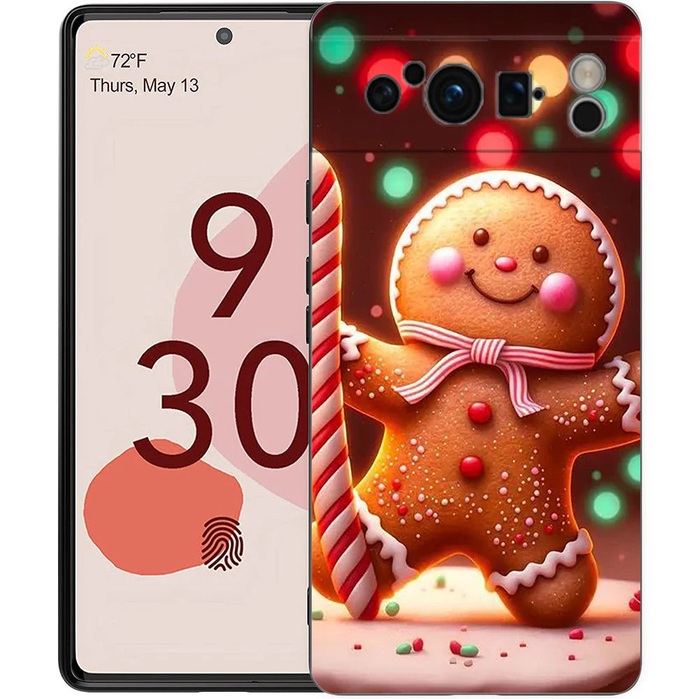 Pixel 9 8 Hülle Cartoon Silikon TPU Halbgewickelt Weihnachten Case