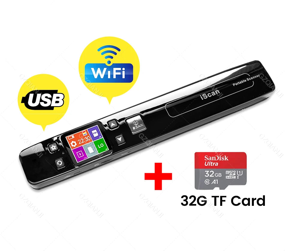 Kabelloser Mini A4 Dokumentenscanner mit TF Karte