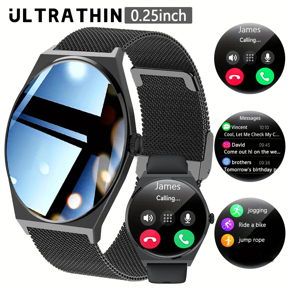 Ultra dünne Smartwatch 1,43" AMOLED HD Display