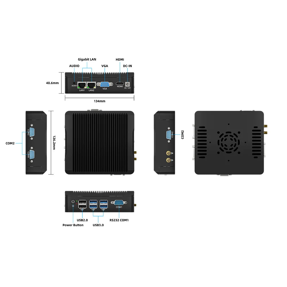 Industrie Mini PC N5095 lüfterlos Dual LAN COM
