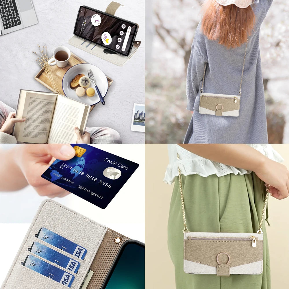 Damen Wallet Hülle für Google Pixel 8, Leder