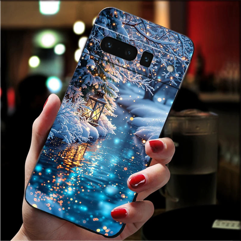 Weiche Weihnachtsbaumlicht TPU Hülle für Google Pixel 8 9 10 stoßfest flexibel kratzfest passgenau