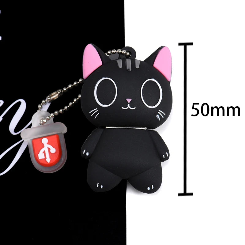 Mini Cartoon USB Stick 128GB Cat Keychain