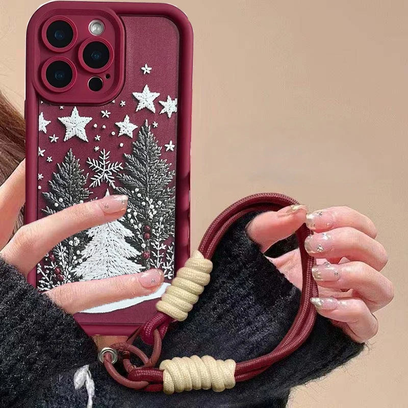Cute Christmas phone case with red chain for Pixel