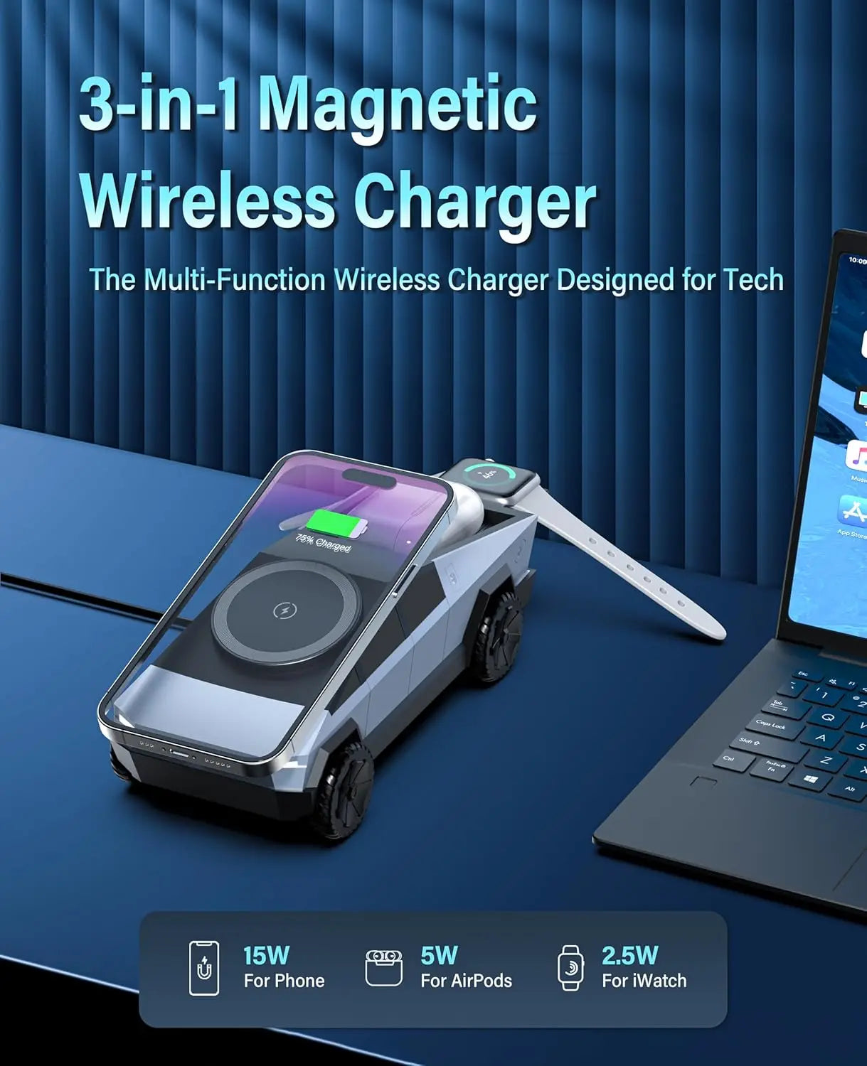 3-in-1 LED Ladegerät für iPhone, Watch & Samsung