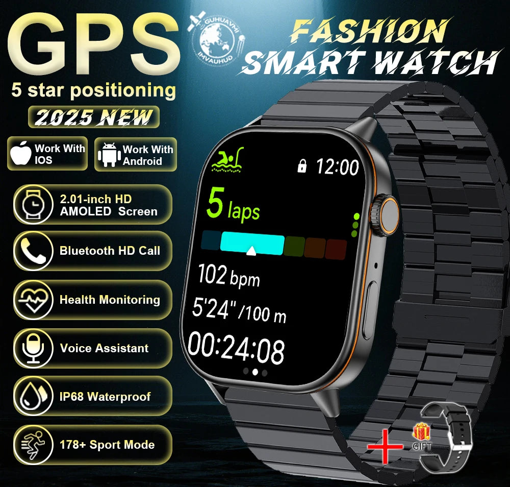 Robuste 2025 Militär GPS Smartwatch mit Taschenlampe & Bluetooth-Anruf für Android & iOS