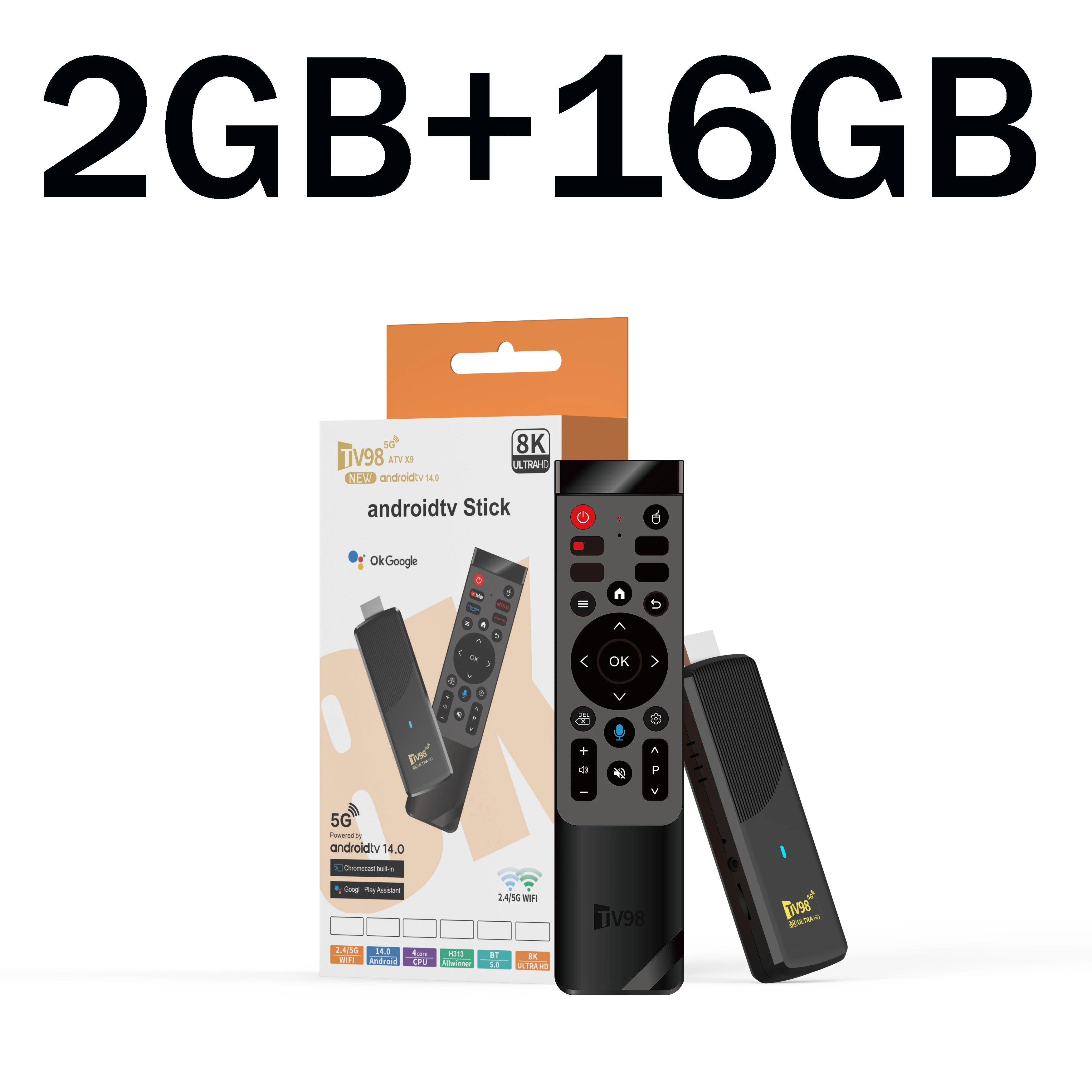 TV Stick 8K Android14 4K HDR Media Player