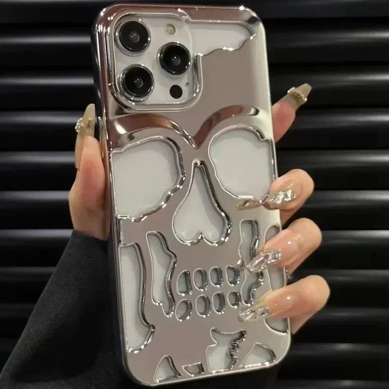 3D Matte Metallic Skull Phone Case for iPhone