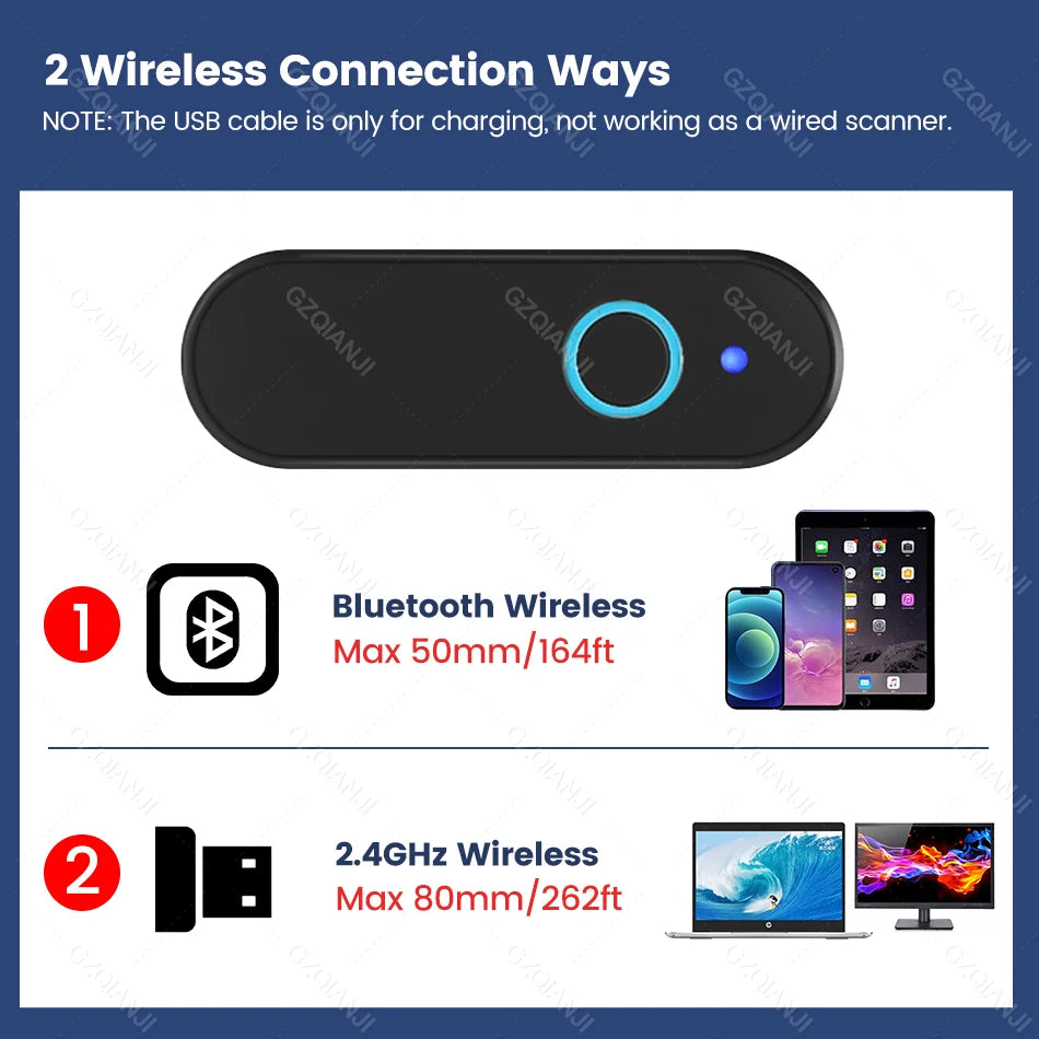 Tragbarer Bluetooth 2D Mini Barcode Scanner Pocket