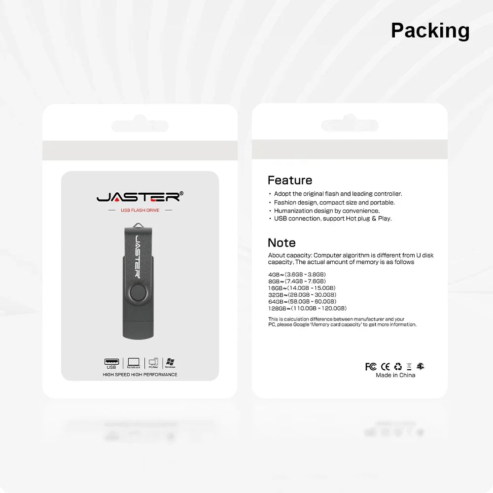 JASTER OTG USB-Stick Metall 8GB-128GB
