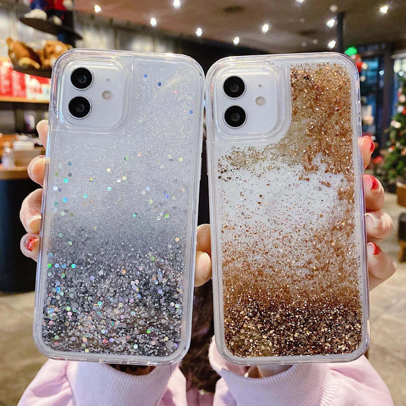 Helles Silber Gold Treibsand Hülle für iPhone 17 Pro