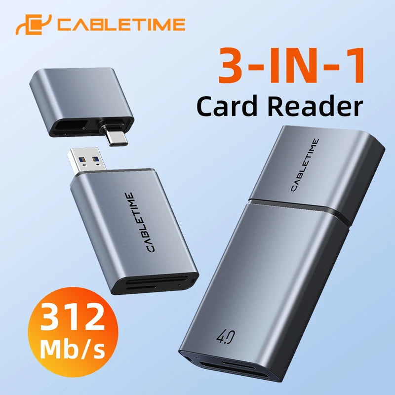 3-in-1 USB 4.0 SD/TF Card Reader for iPhone iPad