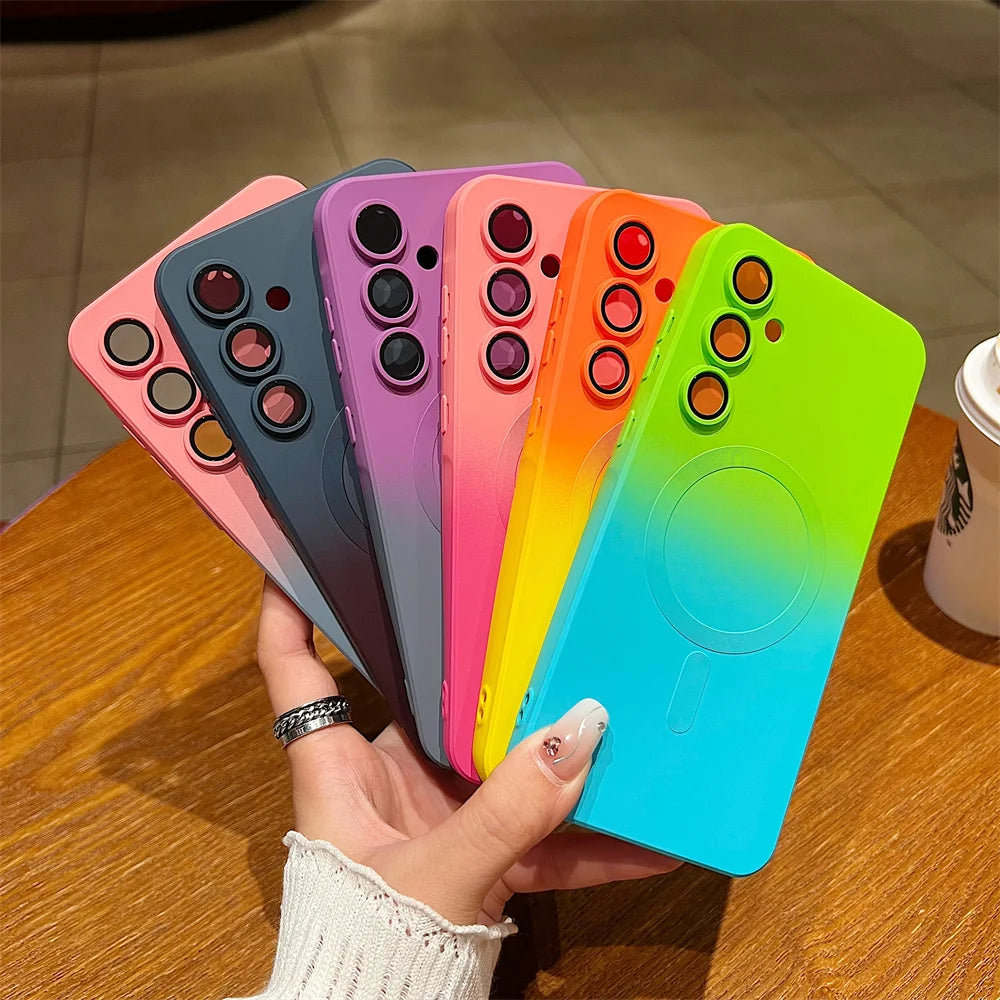 Stylische Farbverlauf-Hülle mit Magnet & Soft-Silikon