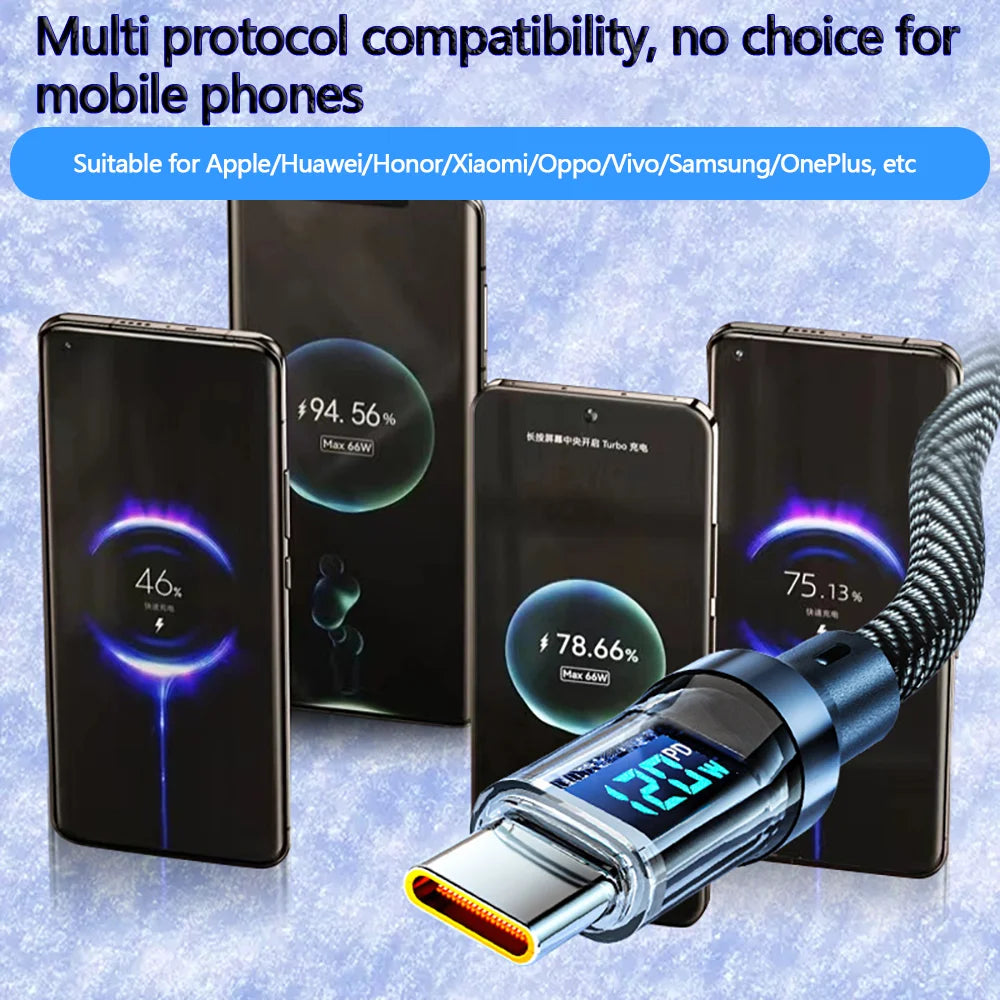 120W USB-C Ladekabel mit LED-Anzeige