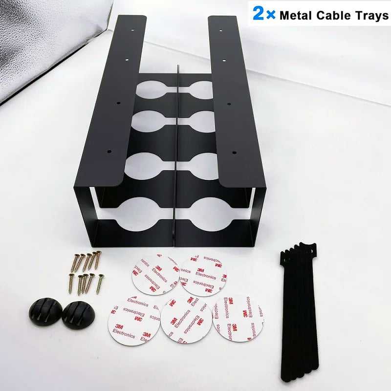 Kabelmanagement-Tablett aus Kohlenstoffstahl für Schreibtisch