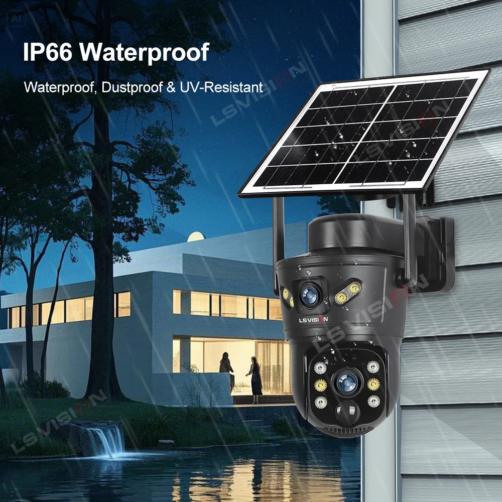 4G Solar Outdoor Camera 8MP Dual Lens PIR Night Vision