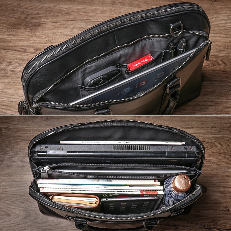 GURO Luxus Leder Herren Aktentasche 16 Zoll