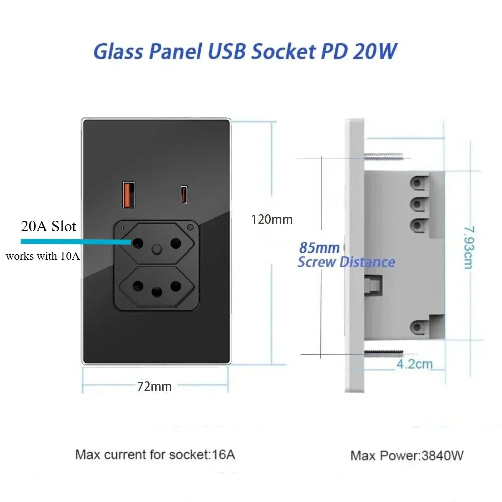 Smart WiFi power outlet Brazil with USB-C 30W