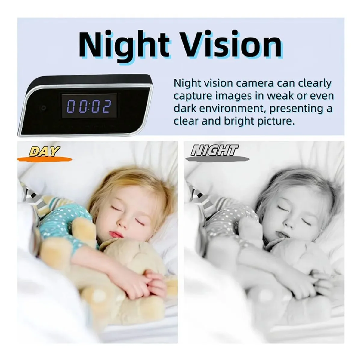 4K Mini Clock Camera with WiFi and Night Vision