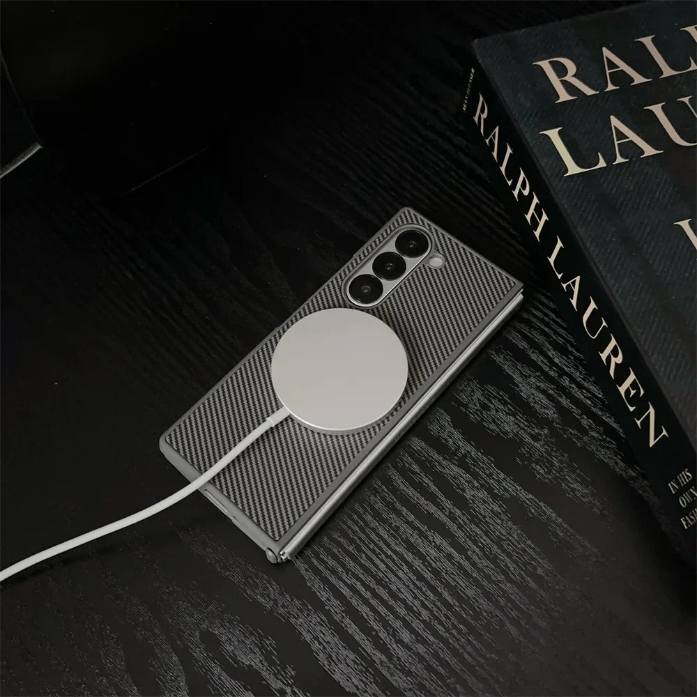 Magnetische Carbon Lederhülle Galaxy Z Fold