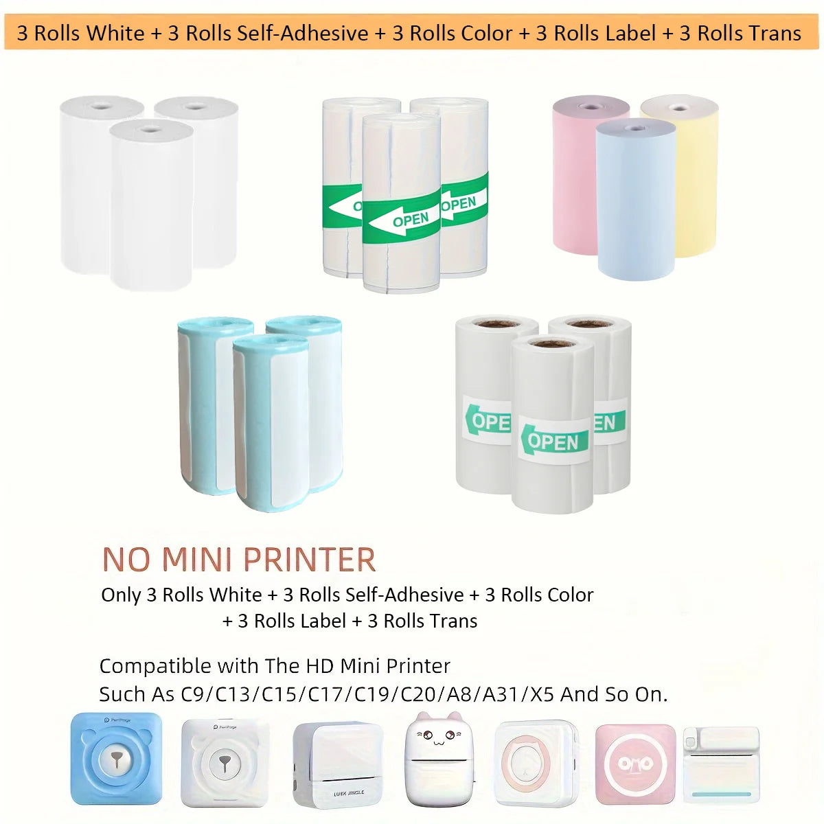 Portable mini thermal printer with Bluetooth, no ink required