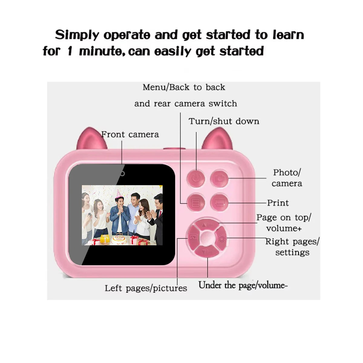 Kinderkamera Sofortdruck 1080P Mini HD Spielzeug