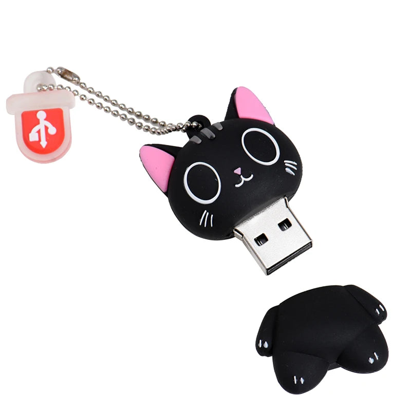 Mini Cartoon USB Stick 128GB Cat Keychain