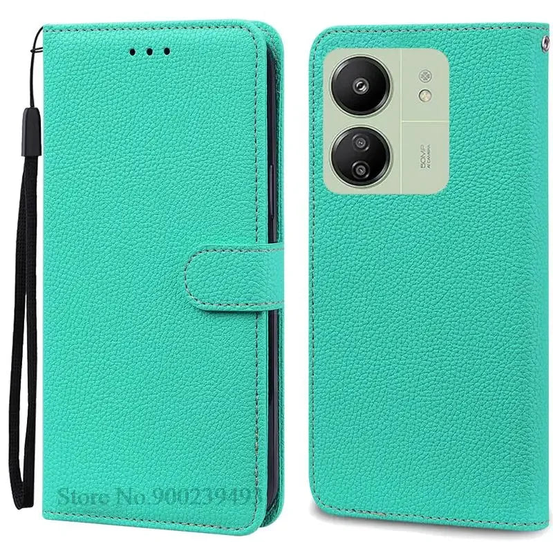 Étui à rabat en cuir pour Redmi 13C