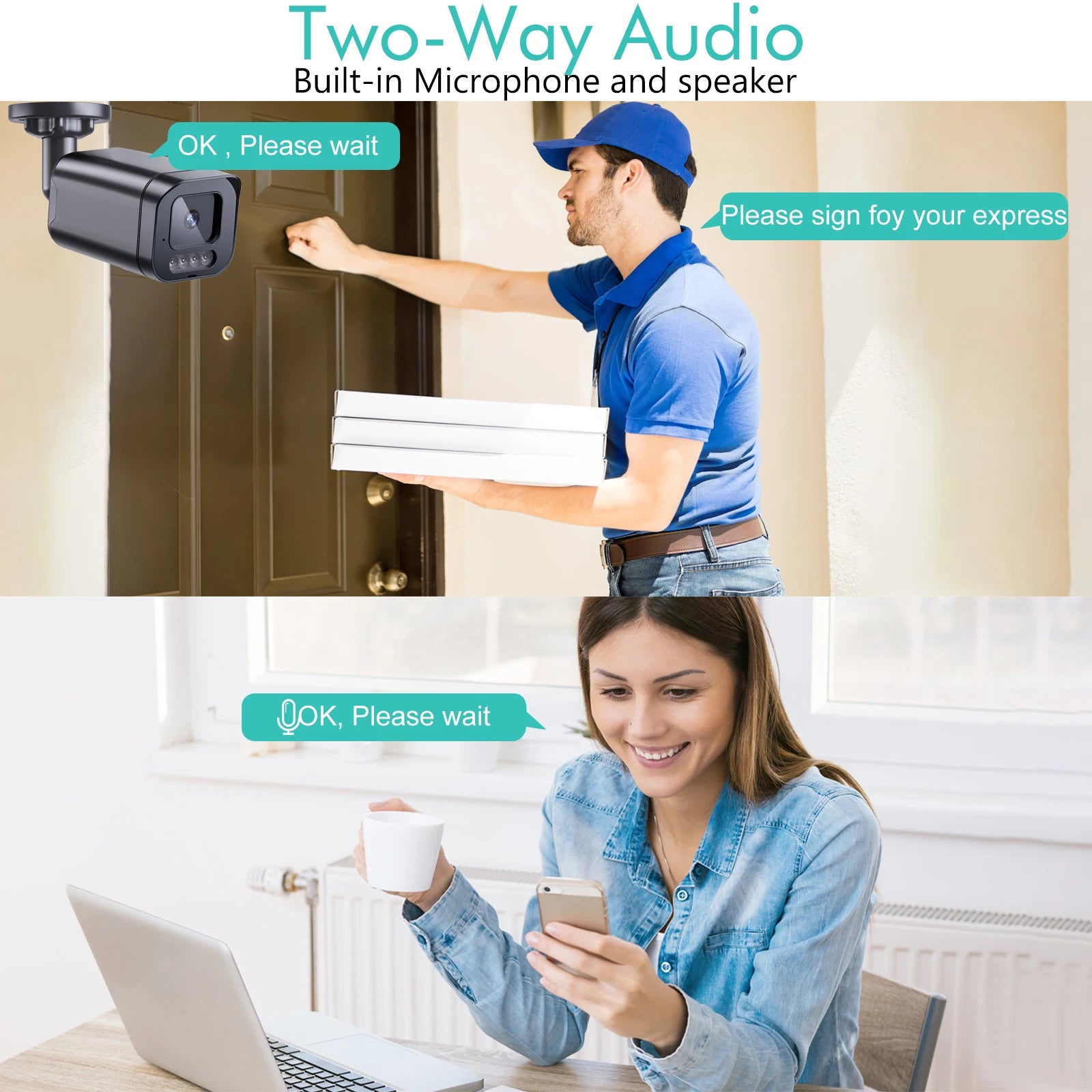 4K 8MP POE Außenkamera mit Audio & Nachtsicht Farbe