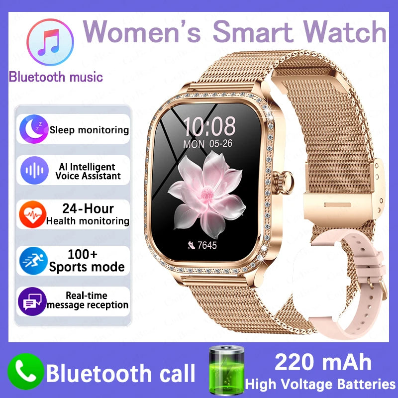 Elegant women's fitness smartwatch with call function