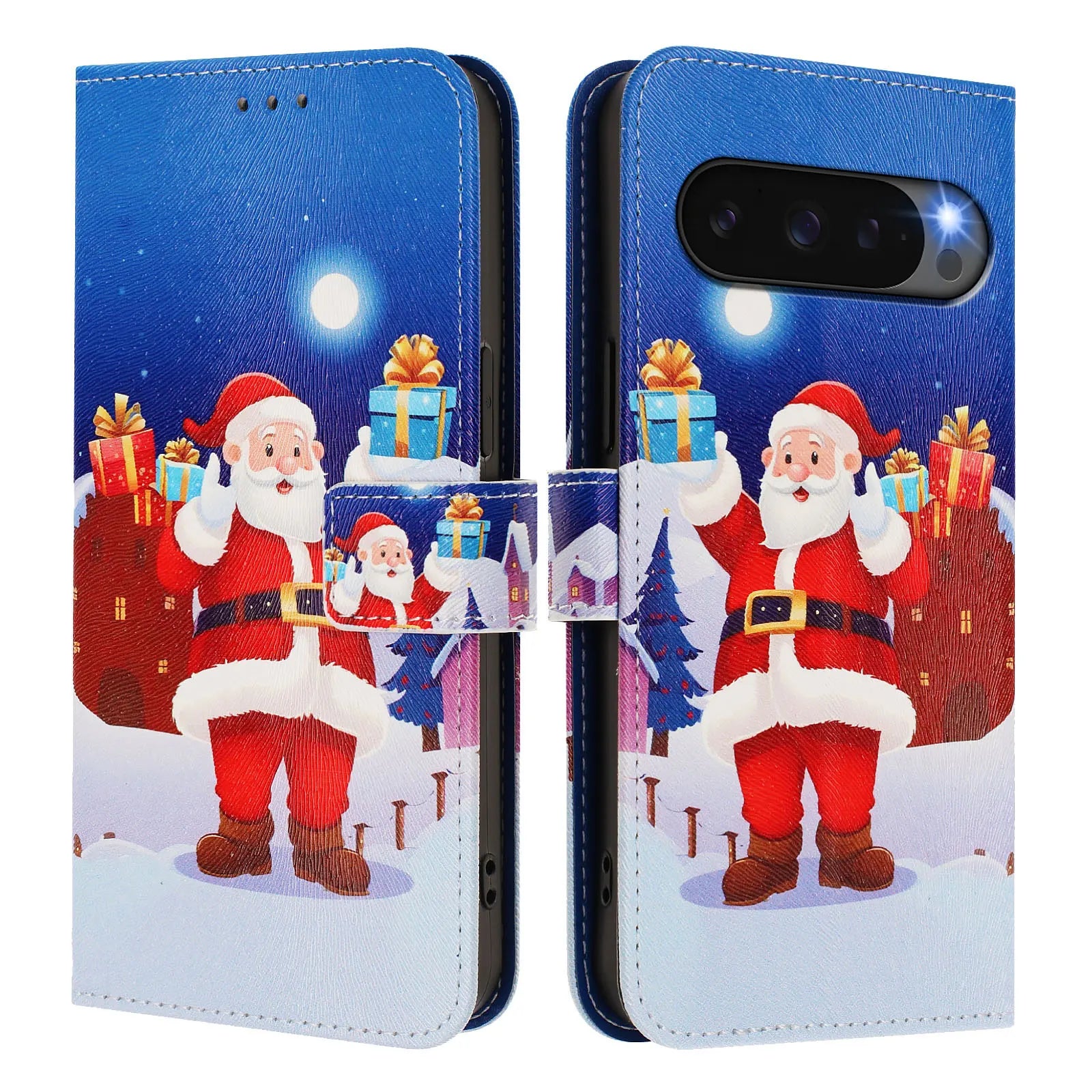Weihnachtliche Santa Handyhülle mit Kartenfach für Google Pixel