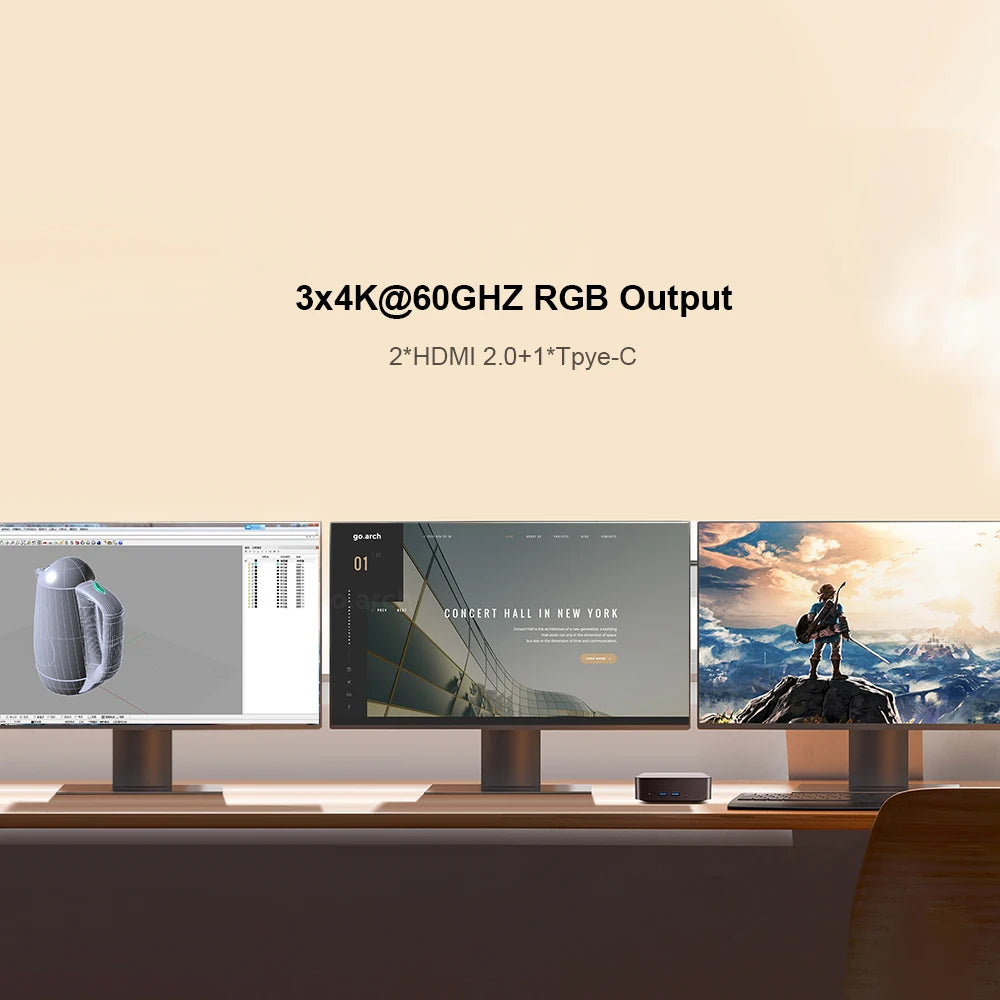 Kleiner Mini PC Intel N100 Windows 11 4K Dual SSD