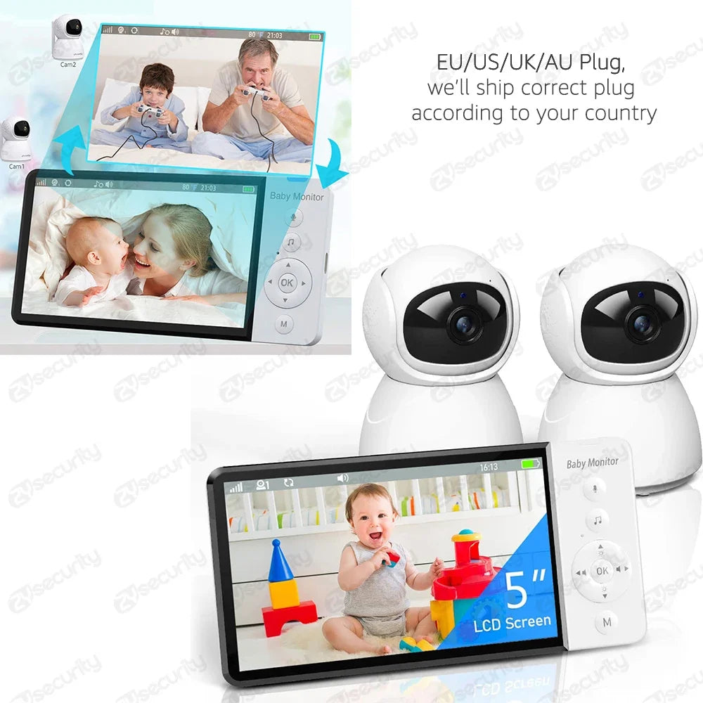 5-inch baby monitor with PTZ camera and night vision