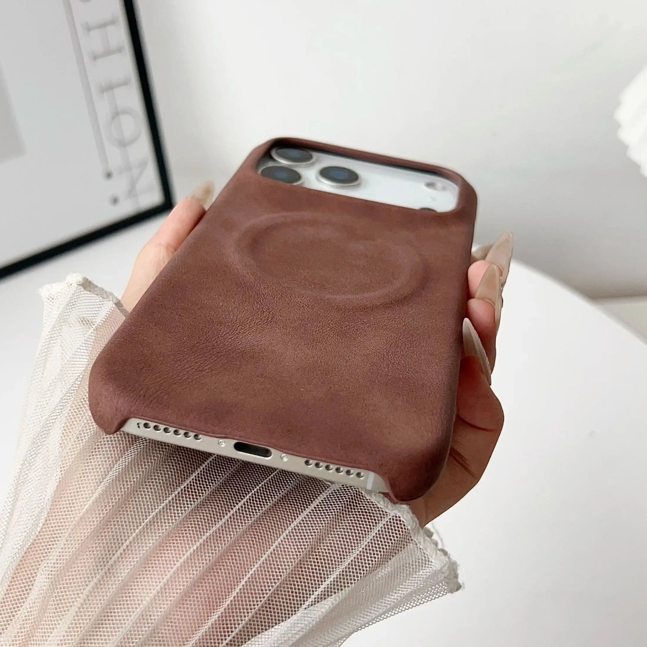 Retro Lederhülle Magnetisch für iPhone mit Magsafe