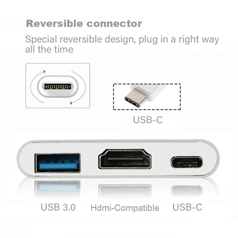 Hub USB-C 3 en 1 100 W avec HDMI et USB 3