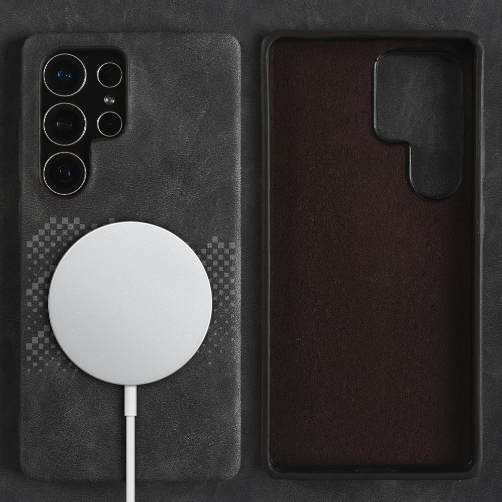 Luxus Leder Magsafe Hülle für Samsung S25 Ultra