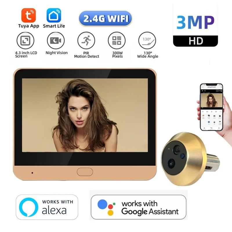 Smart Life WiFi Türspion Kamera 4.3" 3MP Bildschirm