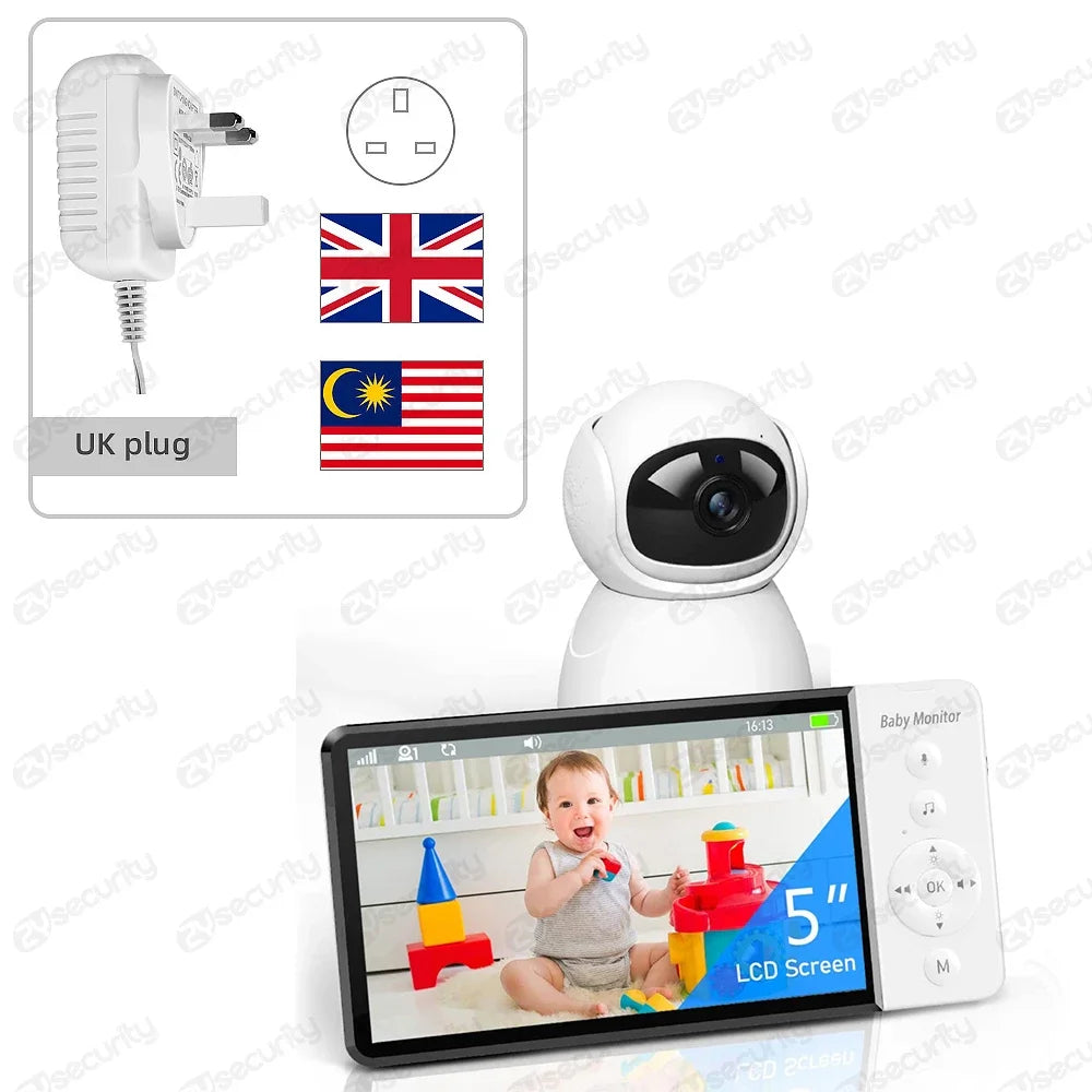 5-inch baby monitor with PTZ camera and night vision