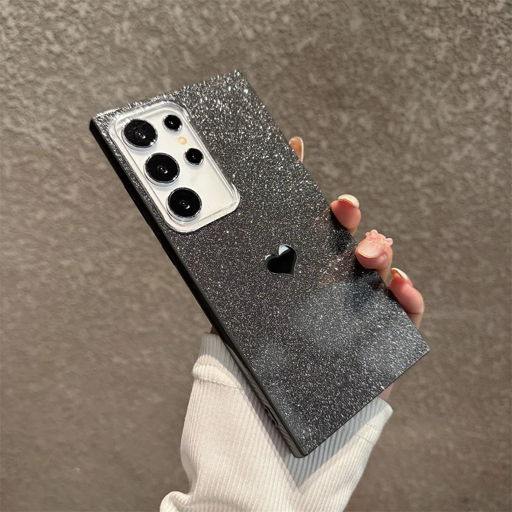 Glitter Heart Case for Samsung Galaxy S25 S24 S23