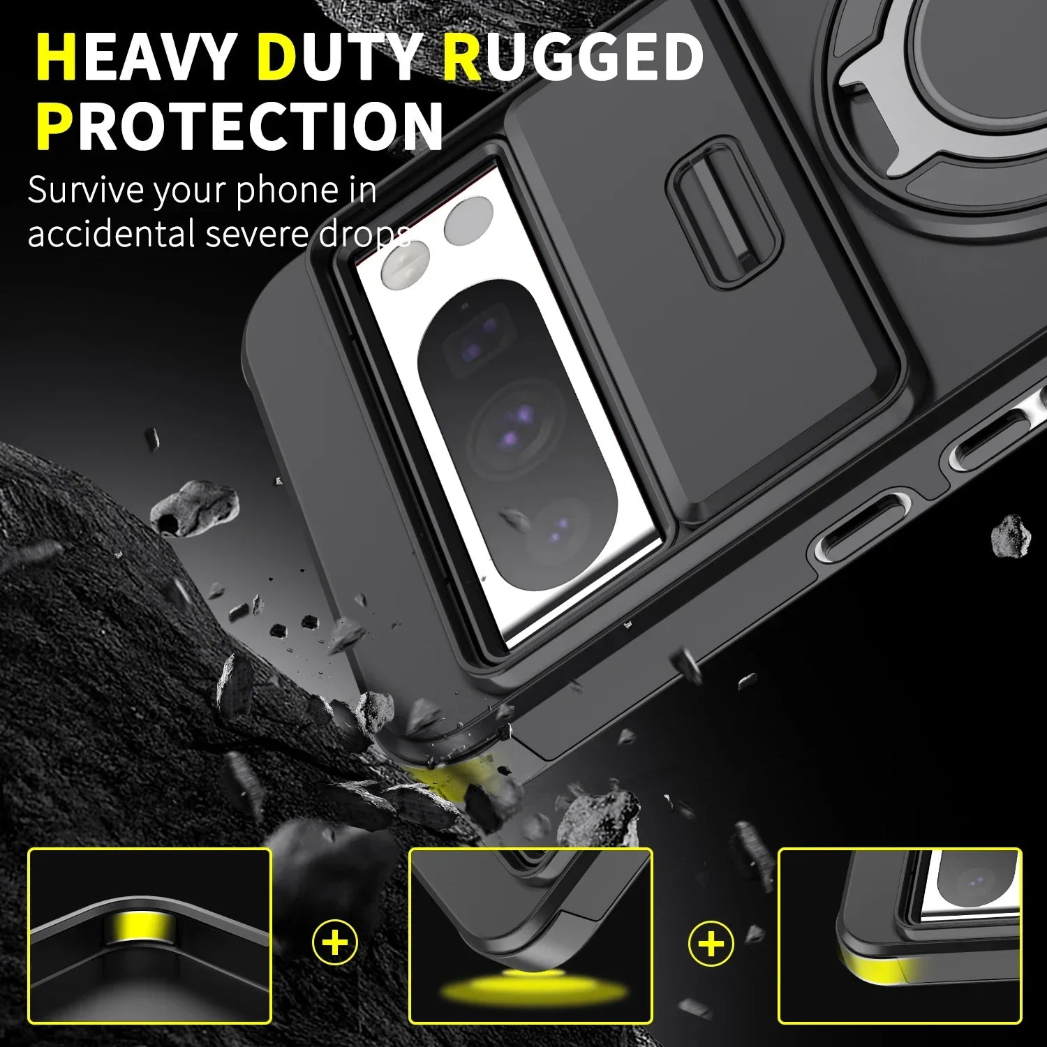 Hybrid case with ring and camera protection